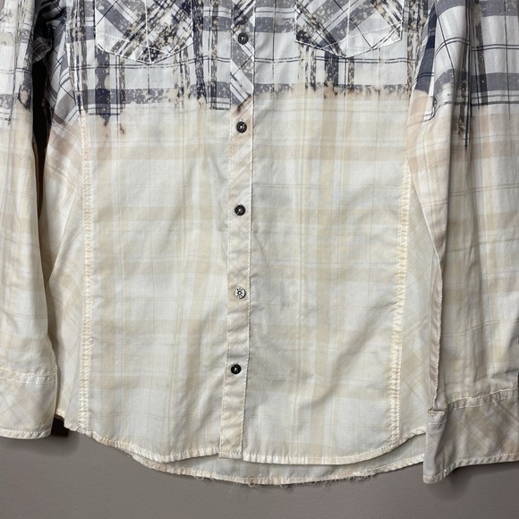 BKE Athletic Fit Mens western Bleach Shirt floral cowboy hat print on the back L - Picture 5 of 16